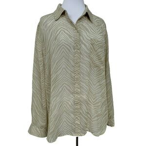 Chico's Semi Sheer Effortless Danise Shirt Blouse Top Brushstroke Animal Print 3